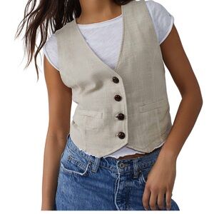 Free People Charley Welt-Pocket Relaxed-Fit Vest